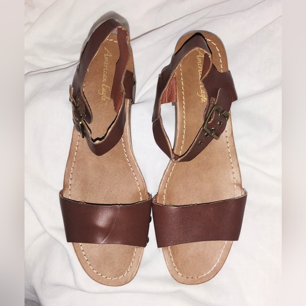 American Eagle Faux Leather Platform Strappy Sandals Women's Size 9.5